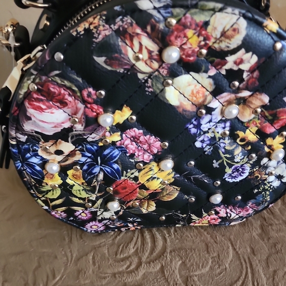 Floral Mini Bag with Pearl Accents - Picture 1 of 5